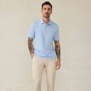 NWT - Faherty - Short-Sleeve Movement™ Polo Shirt - Cardiff Blue Heather - M